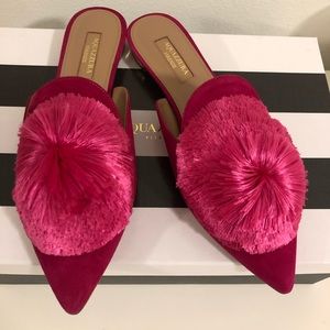Powder Puff Pomp  Mule Flat 36.5 Cabaret Pink